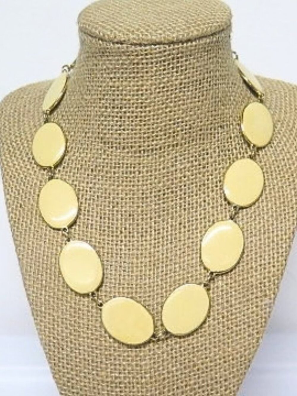 Vintage Reversible Black White Oval Link Necklace Gold Tone Estate Jewelry